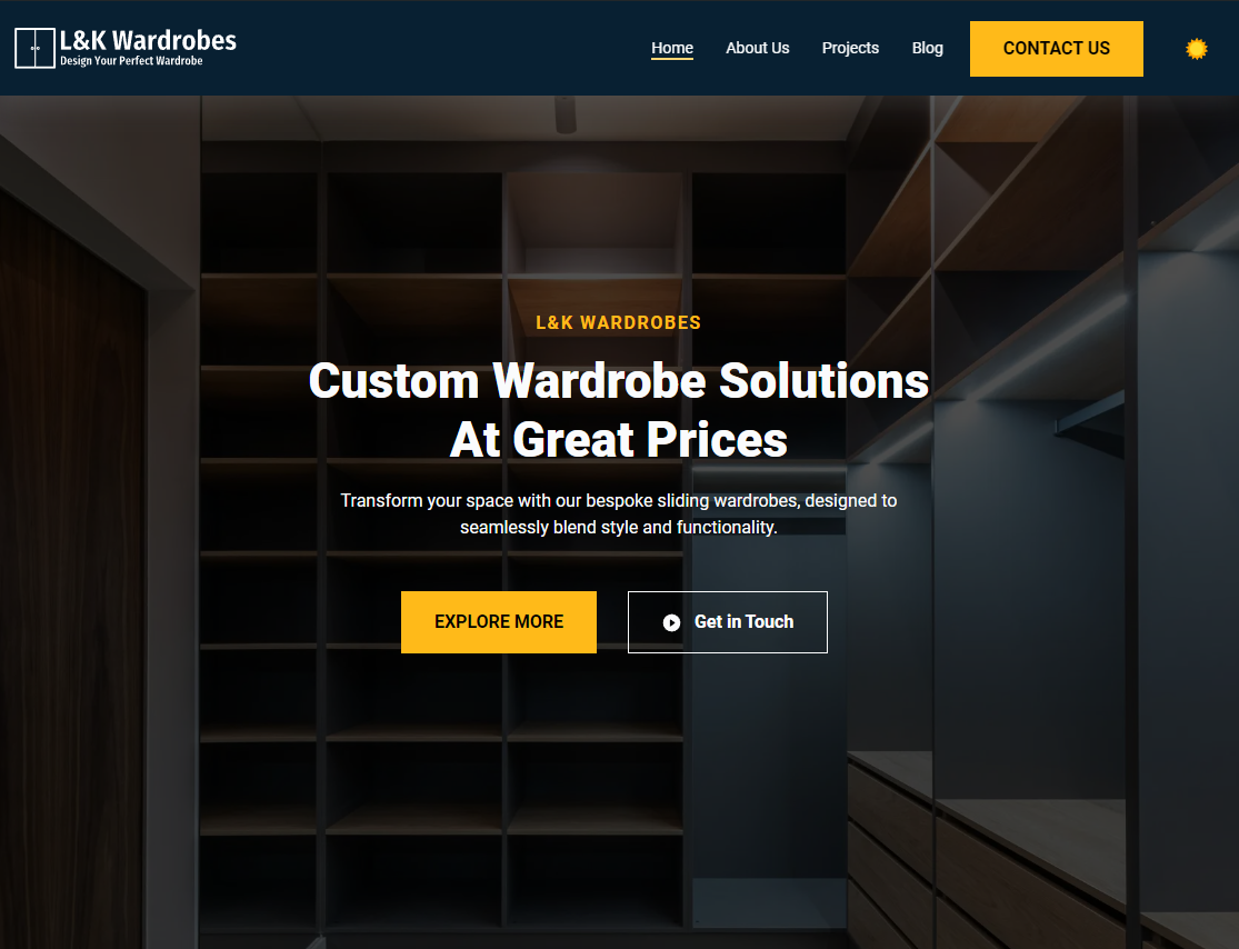 Website landing page